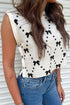 Geometric Bow Print Side Button Sweater Vest