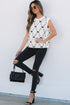 Geometric Bow Print Side Button Sweater Vest