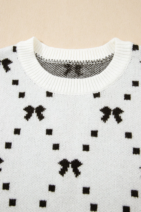 Geometric Bow Print Side Button Sweater Vest