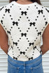 Geometric Bow Print Side Button Sweater Vest