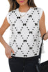 Geometric Bow Print Side Button Sweater Vest
