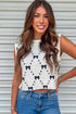 Geometric Bow Print Side Button Sweater Vest