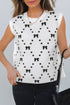 Geometric Bow Print Side Button Sweater Vest