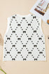 Geometric Bow Print Side Button Sweater Vest