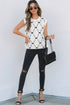 Geometric Bow Print Side Button Sweater Vest
