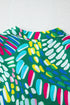 Geometric Brushwork Print Puff Sleeve Notched Neck Blouse