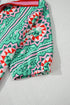 Geometric Butterfly Print Split Neck Short Sleeve Dress