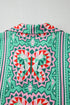 Geometric Butterfly Print Split Neck Short Sleeve Dress