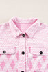 Geometric Checkered Print Textured Flap Pocket Jacket
