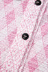 Geometric Checkered Print Textured Flap Pocket Jacket