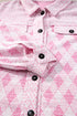 Geometric Checkered Print Textured Flap Pocket Jacket