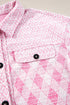 Geometric Checkered Print Textured Flap Pocket Jacket