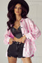 Geometric Checkered Print Textured Flap Pocket Jacket