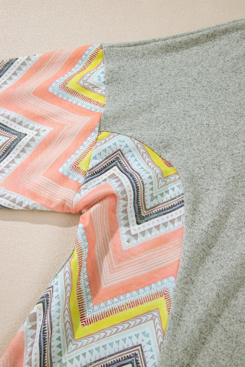 Geometric Chevron Sleeve Stretch Comfort Top