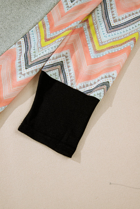 Geometric Chevron Sleeve Stretch Comfort Top