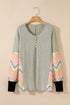 Geometric Chevron Sleeve Stretch Comfort Top