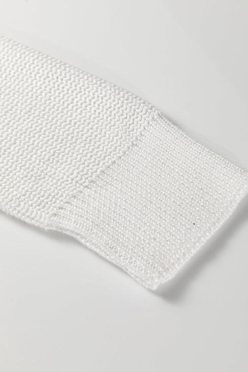 Geometric Contrast Stitch Detail Mixed Texture Mock Neck Sweater