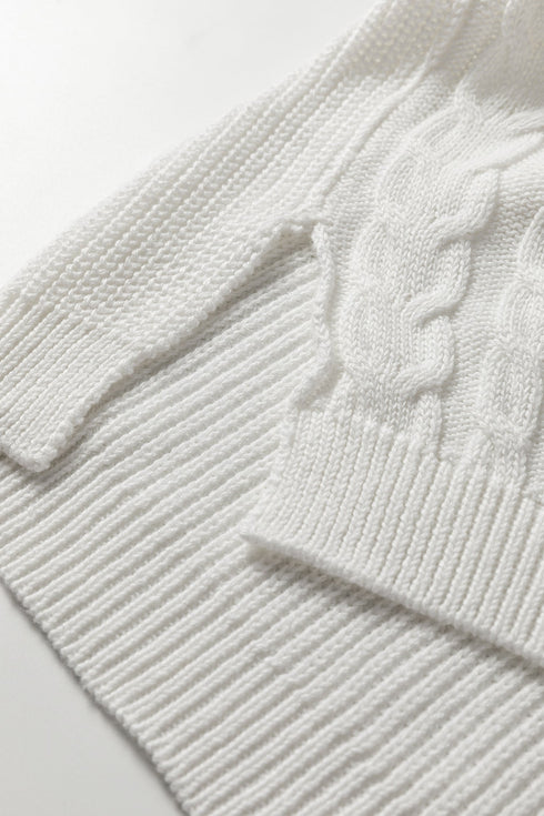 Geometric Contrast Stitch Detail Mixed Texture Mock Neck Sweater