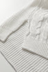 Geometric Contrast Stitch Detail Mixed Texture Mock Neck Sweater