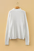 Geometric Contrast Stitch Detail Mixed Texture Mock Neck Sweater
