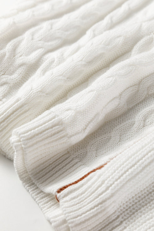 Geometric Contrast Stitch Detail Mixed Texture Mock Neck Sweater