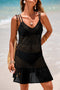 Geometric Crochet Double Strap Ruffle Hem Cover Up