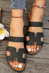Geometric Cut Out Band Faux Leather Flat Slippers