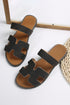 Geometric Cut Out Band Faux Leather Flat Slippers