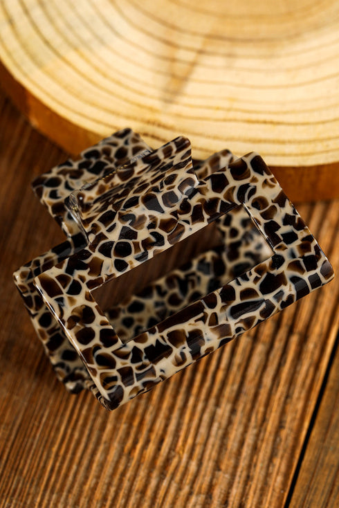 Geometric Cutout Animal Print Square Hair Claw Clip