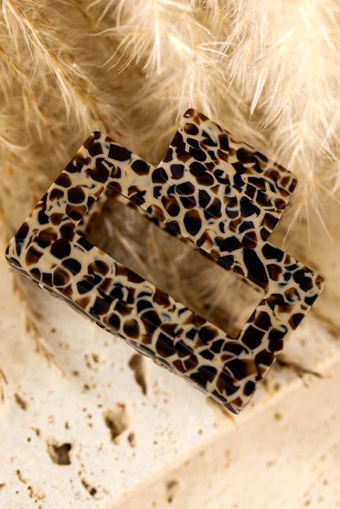 Geometric Cutout Animal Print Square Hair Claw Clip