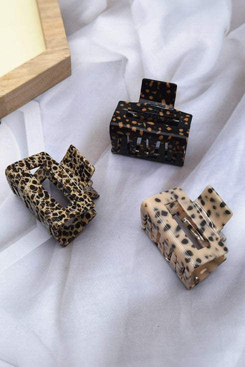 Geometric Cutout Animal Print Square Hair Claw Clip
