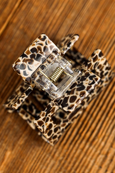 Geometric Cutout Animal Print Square Hair Claw Clip