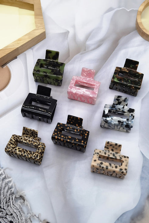 Geometric Cutout Animal Print Square Hair Claw Clip