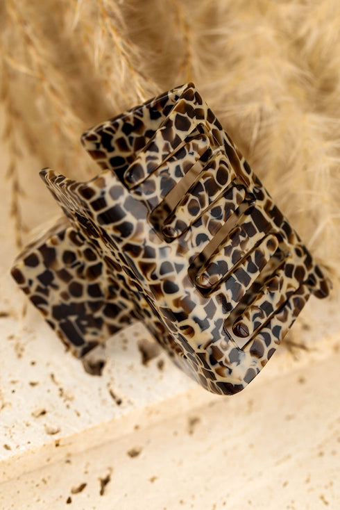 Geometric Cutout Animal Print Square Hair Claw Clip