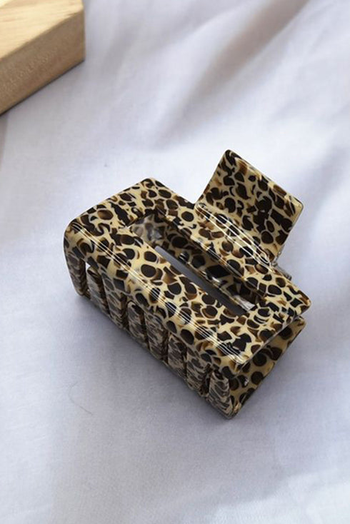 Geometric Cutout Animal Print Square Hair Claw Clip