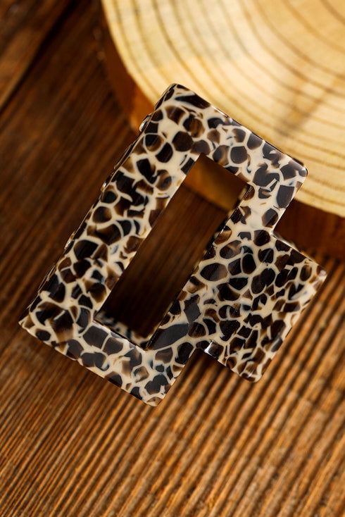 Geometric Cutout Animal Print Square Hair Claw Clip