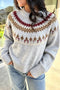 Geometric Detail Round Neck Alpine Inspired Layering Sweater