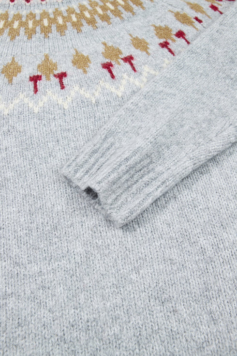 Geometric Detail Round Neck Alpine Inspired Layering Sweater