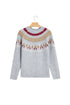 Geometric Detail Round Neck Alpine Inspired Layering Sweater