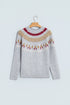 Geometric Detail Round Neck Alpine Inspired Layering Sweater