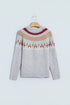 Geometric Detail Round Neck Alpine Inspired Layering Sweater