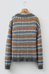 Geometric Diamond Pattern Button Down V Neck Knit Cardigan