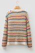 Geometric Diamond Pattern Button Down V Neck Knit Cardigan