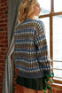 Geometric Diamond Pattern Button Down V Neck Knit Cardigan