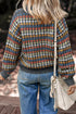 Geometric Diamond Pattern Button Down V Neck Knit Cardigan