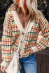 Geometric Diamond Pattern Button Down V Neck Knit Cardigan