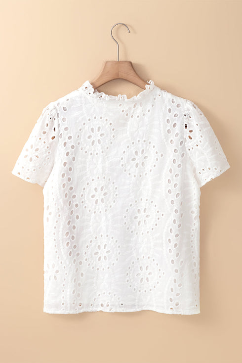 Geometric Embroidered V Neck Long Sleeve Cotton Boho Shirt