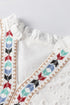 Geometric Embroidered V Neck Long Sleeve Cotton Boho Shirt