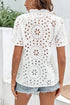Geometric Embroidered V Neck Long Sleeve Cotton Boho Shirt
