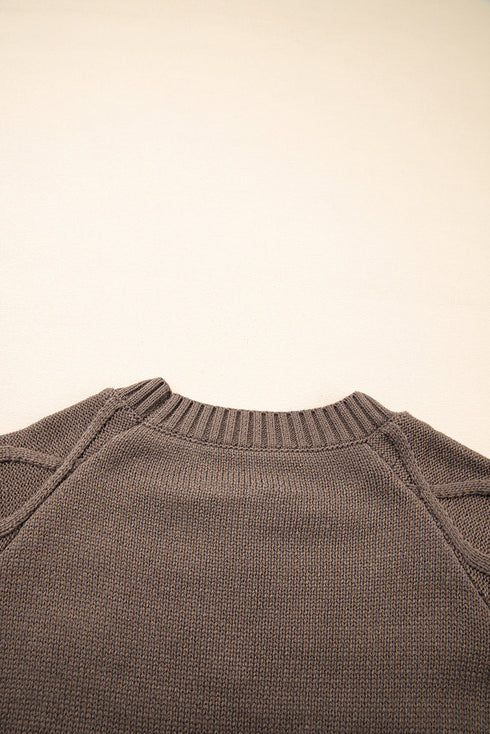 Geometric Fair Isle Mixed Texture Crew Neck Sweater